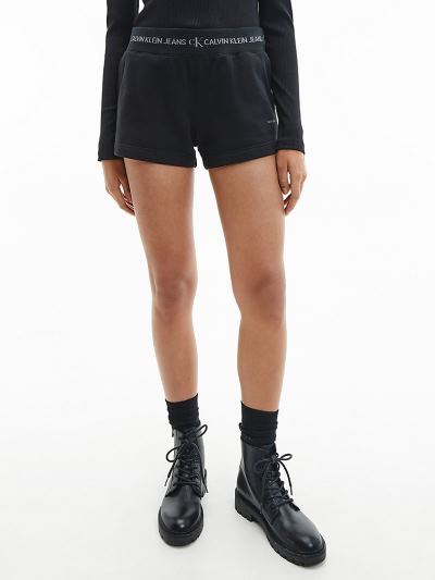 Calvin Klein Ruhák HU435720 | Calvin Klein Organic Cotton Logo Trim Jogger Női Rövidnadrág Fekete